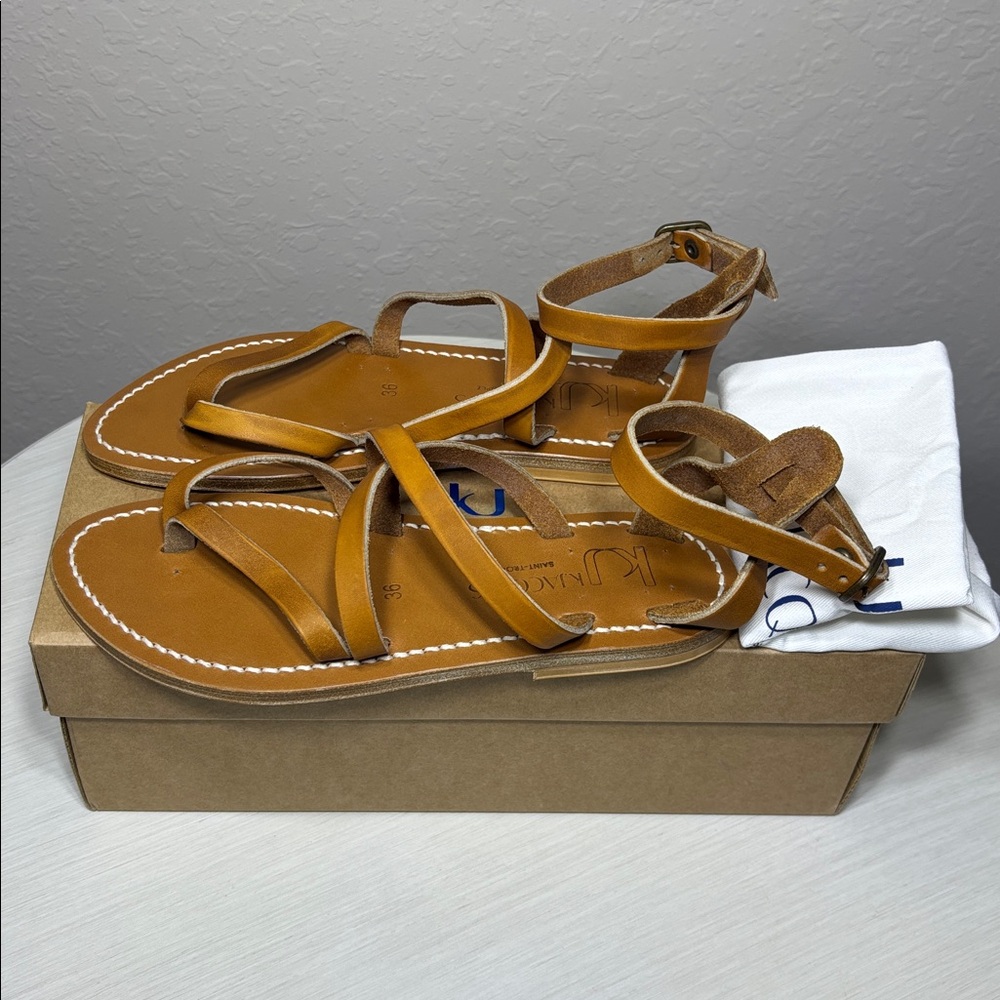 K. Jacques St. Tropez Epicure Leather Sandals Brown NIBox EU36 (6)Made in France - Picture 7 of 13